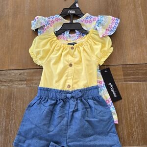 Picapino Yellow Top and Blue Shorts Set